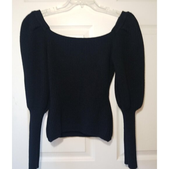 ASTR The Label Esma Puff Sleeve Sweater Black Small Ribbed - Picture 3 of 6